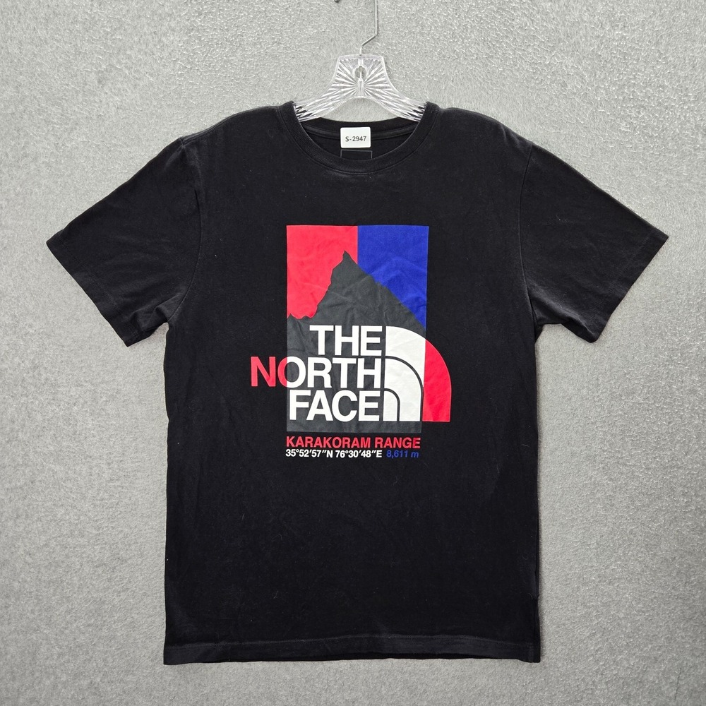 The North Face Men Shirt Medium Black Karakoram Range Logo Graphic Print Tee
